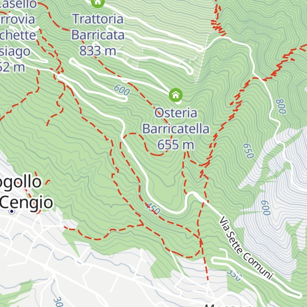 Map of Ex Casello 2 ferrovia Rocchette - Asiago