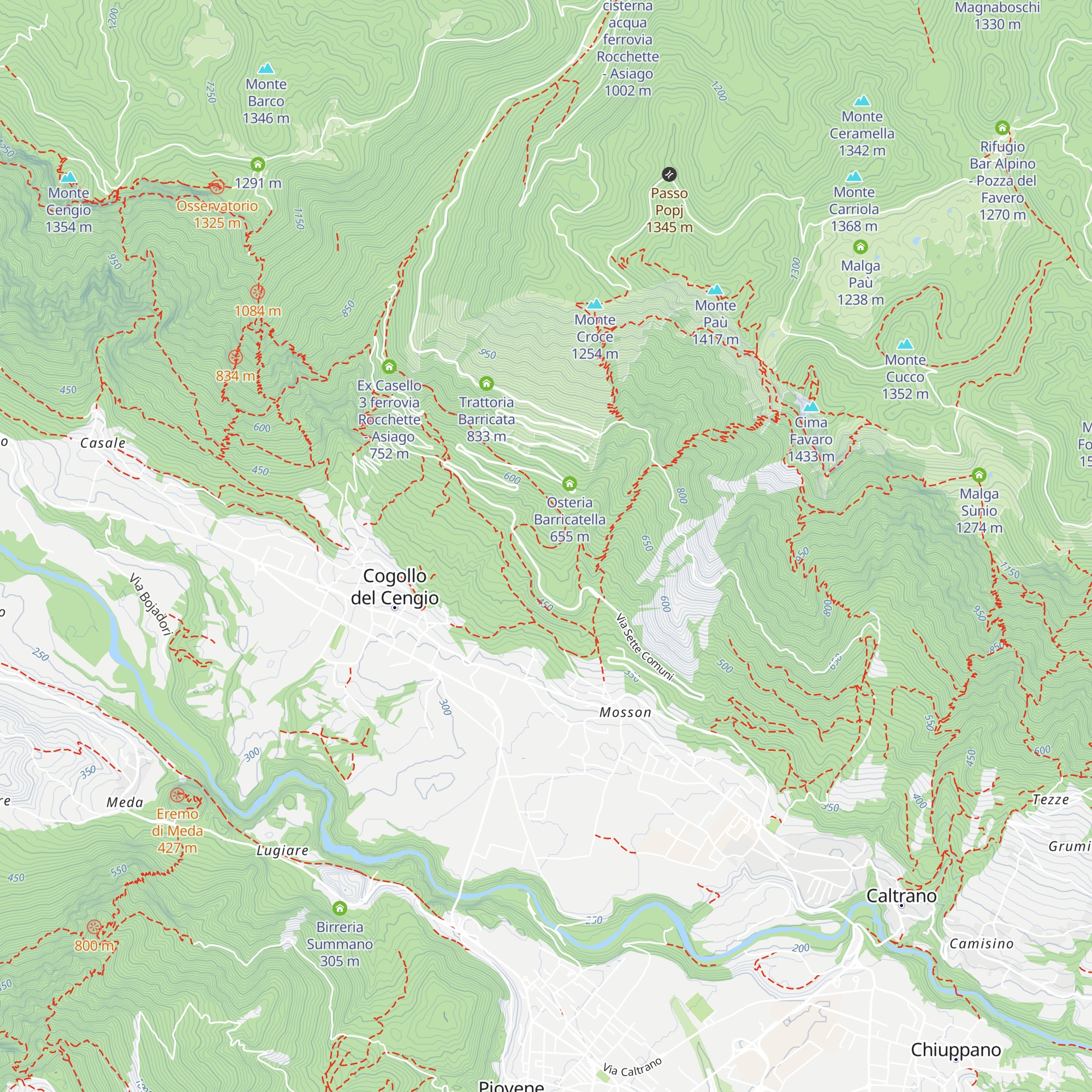 Ex Casello 2 ferrovia Rocchette - Asiago map