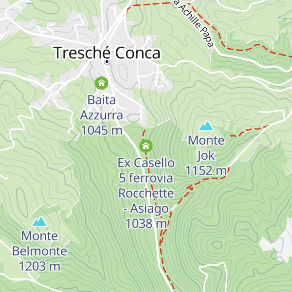 Map of Ex Casello 5 ferrovia Rocchette - Asiago