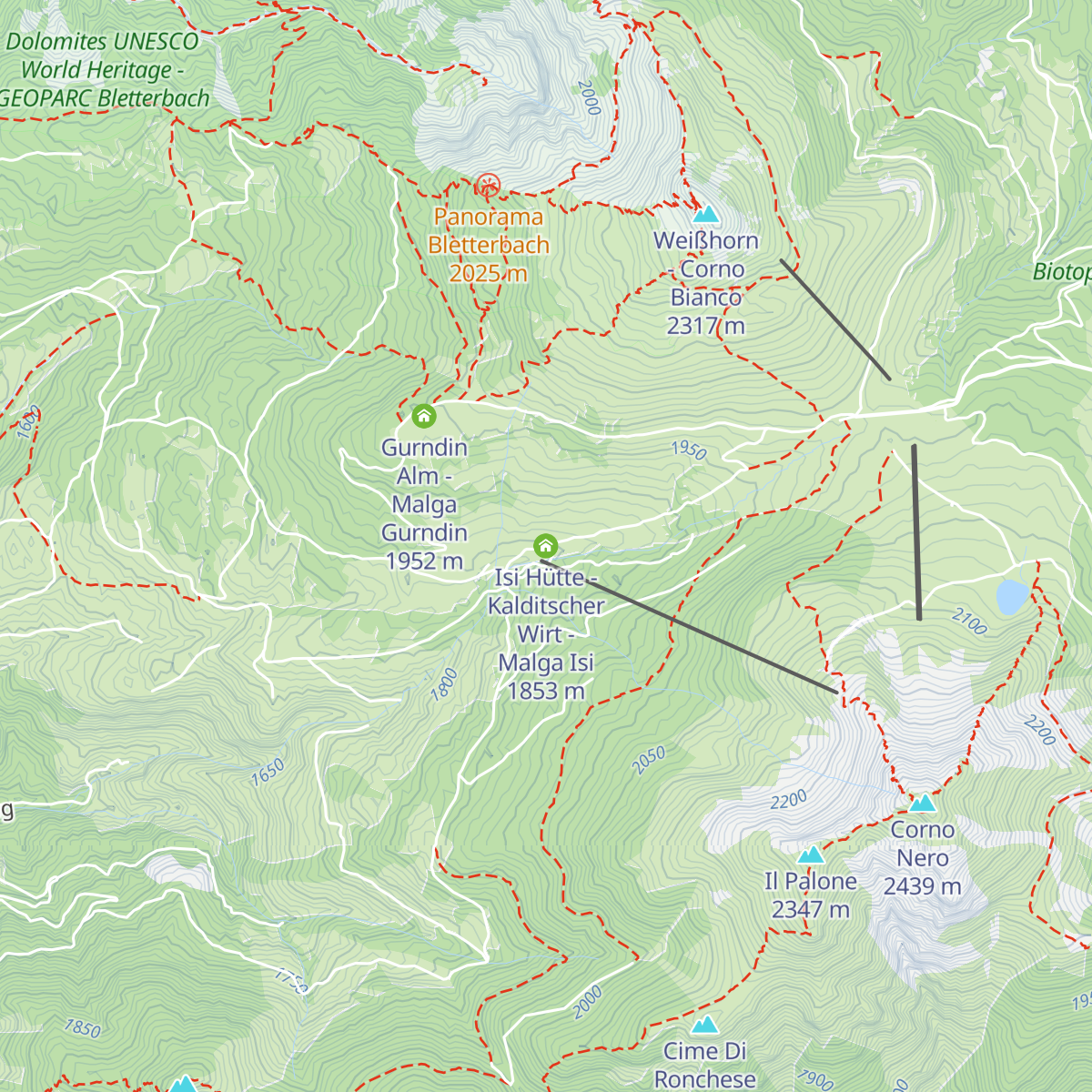 Isi Hütte - Kalditscher Wirt - Malga Isi map