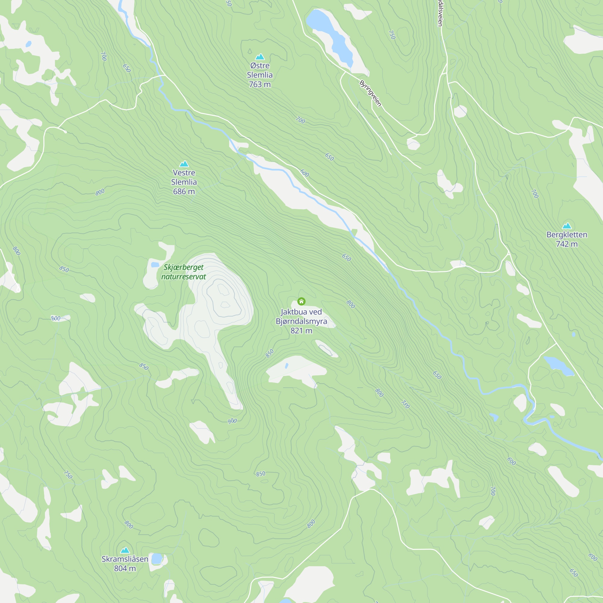 Jaktbua ved Bjørndalsmyra map