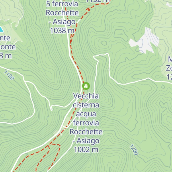 Map of Vecchia cisterna acqua ferrovia Rocchette - Asiago
