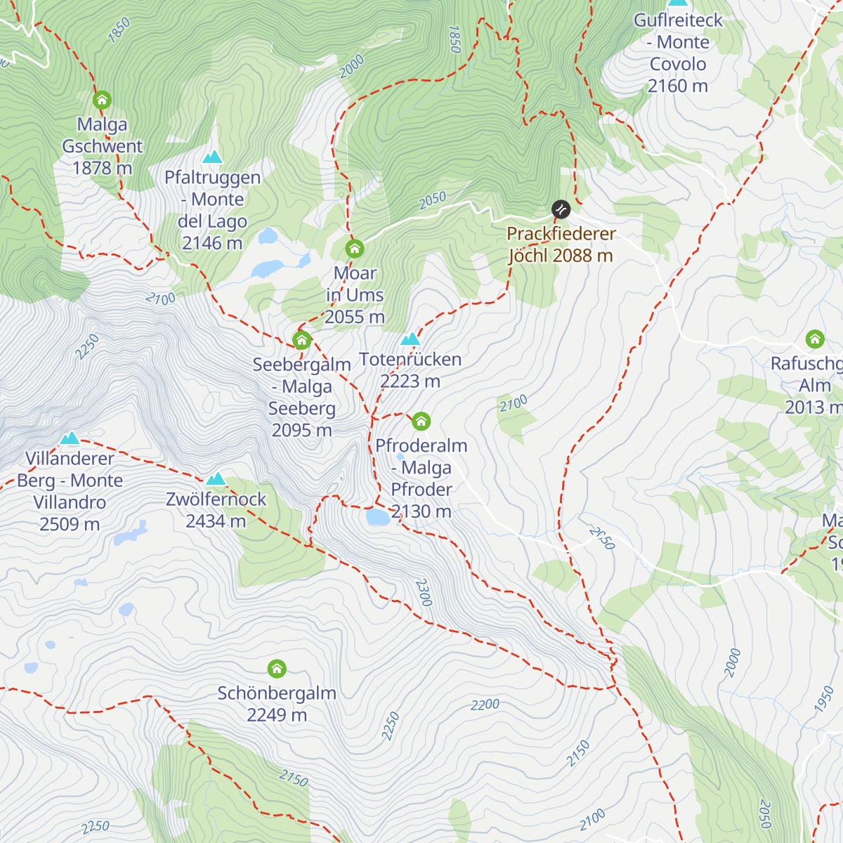 Pfroderalm - Malga Pfroder map