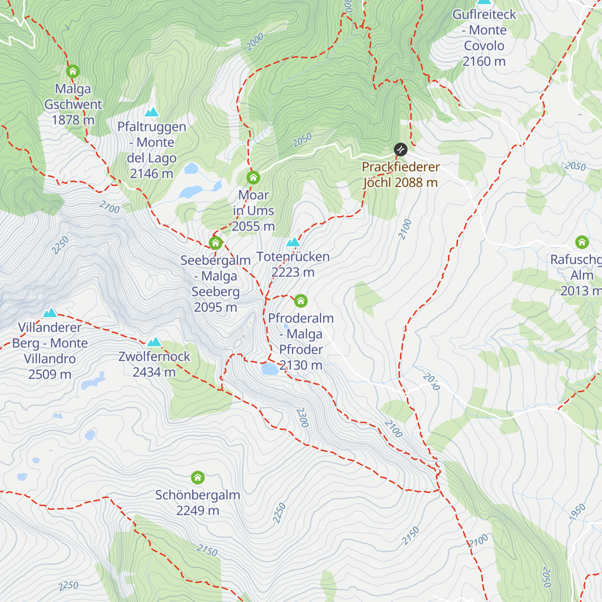 Pfroderalm - Malga Pfroder map