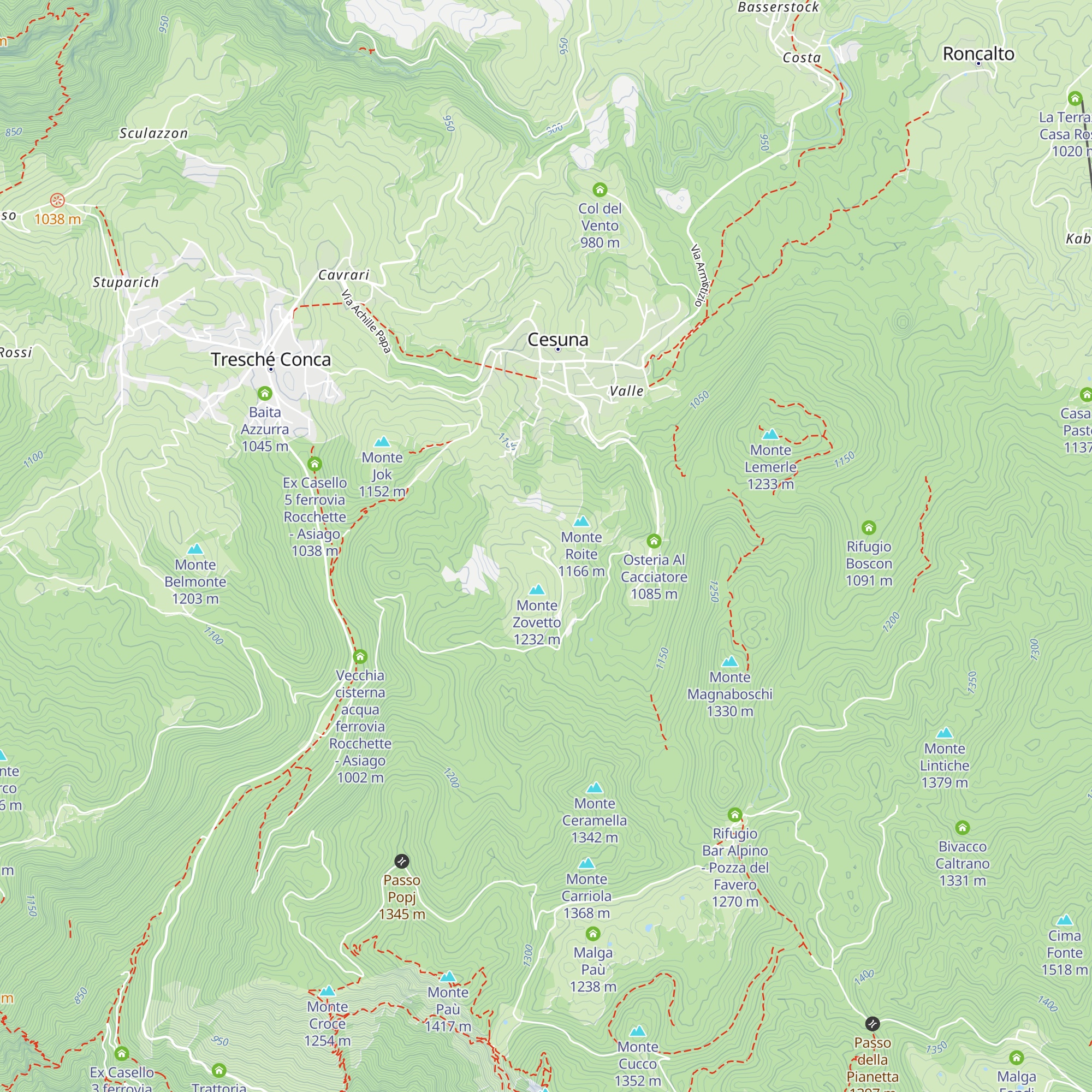 Malga Zovetto map