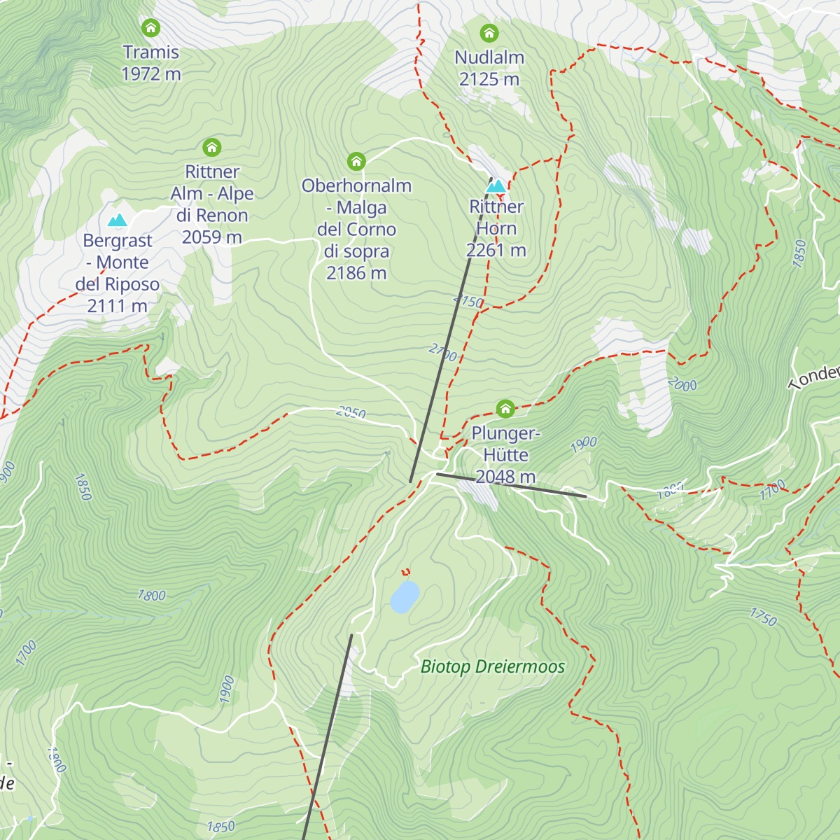 Feltuner Hütte - Malga Feltuner map