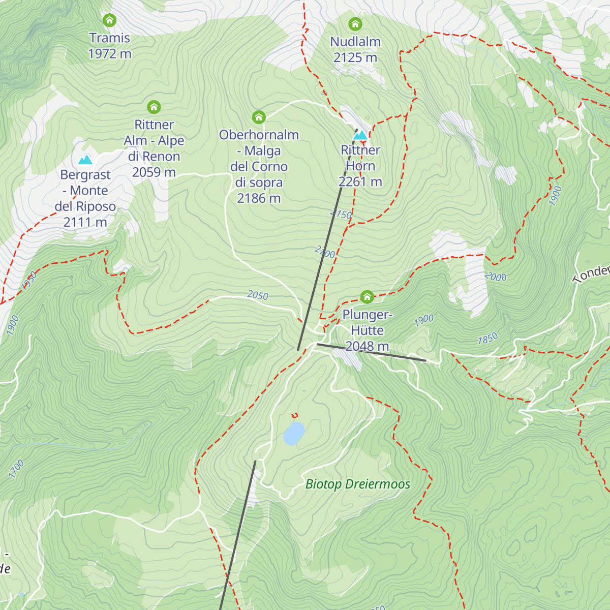 Feltuner Hütte - Malga Feltuner map