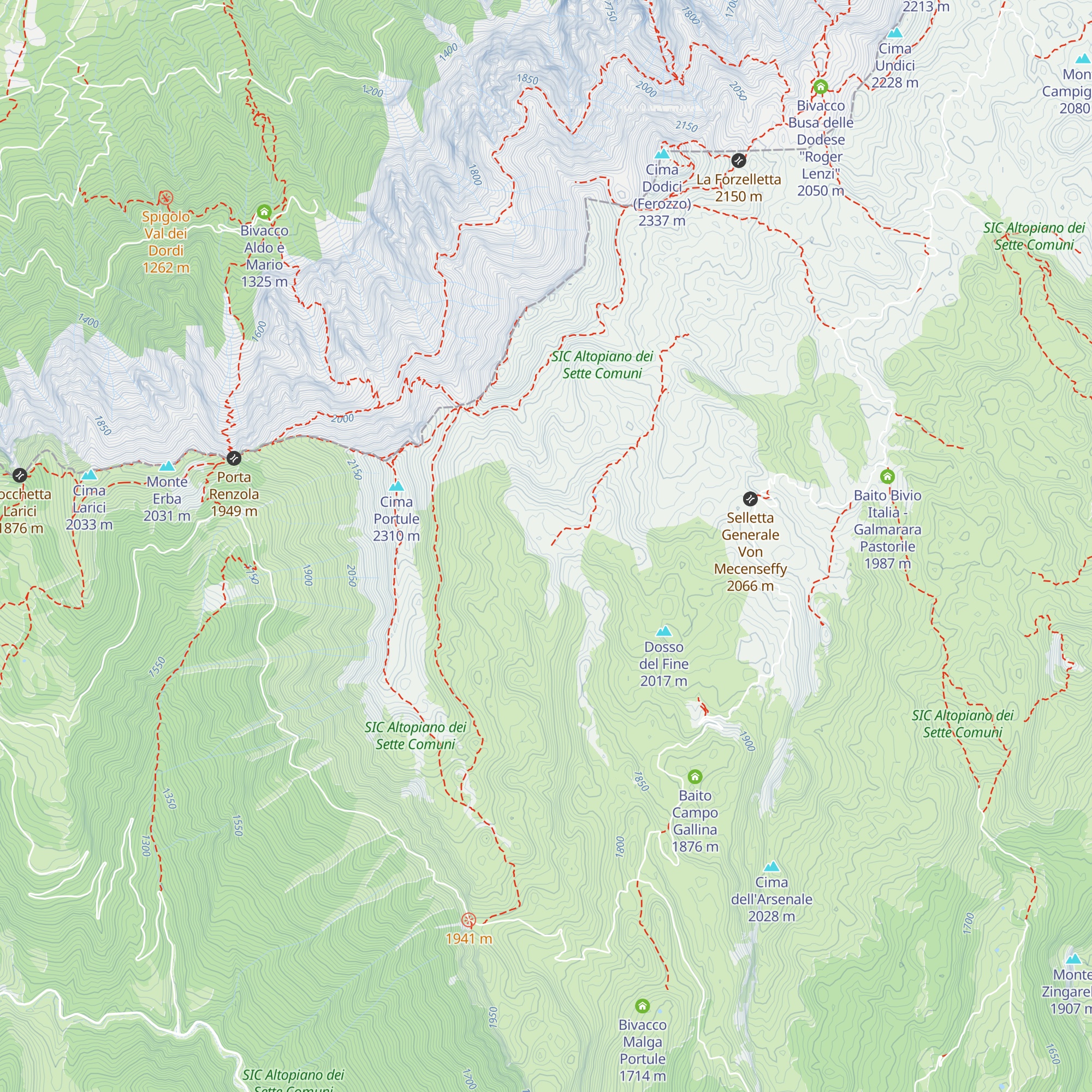 Bivacco Casara Trentin map