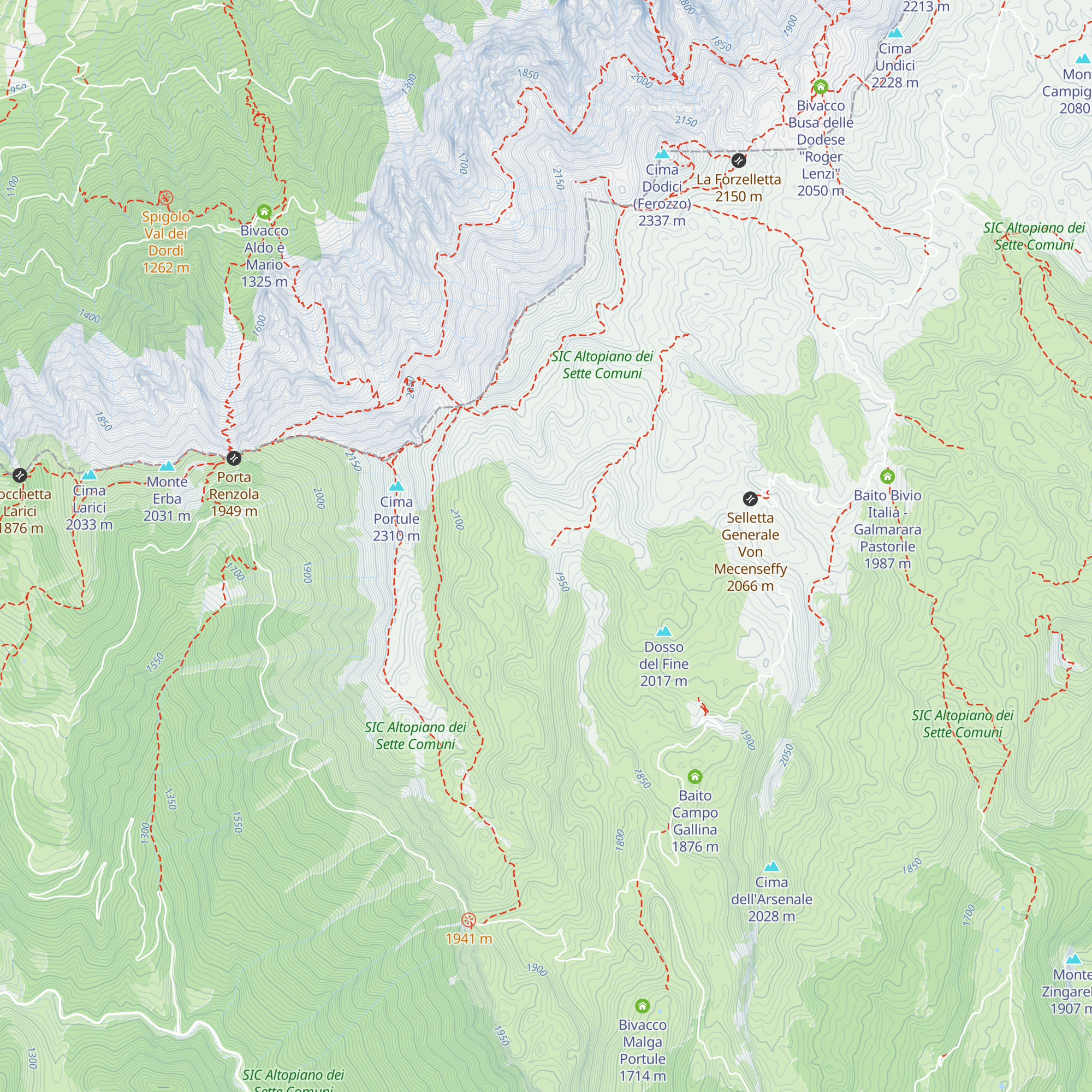 Bivacco Casara Trentin map