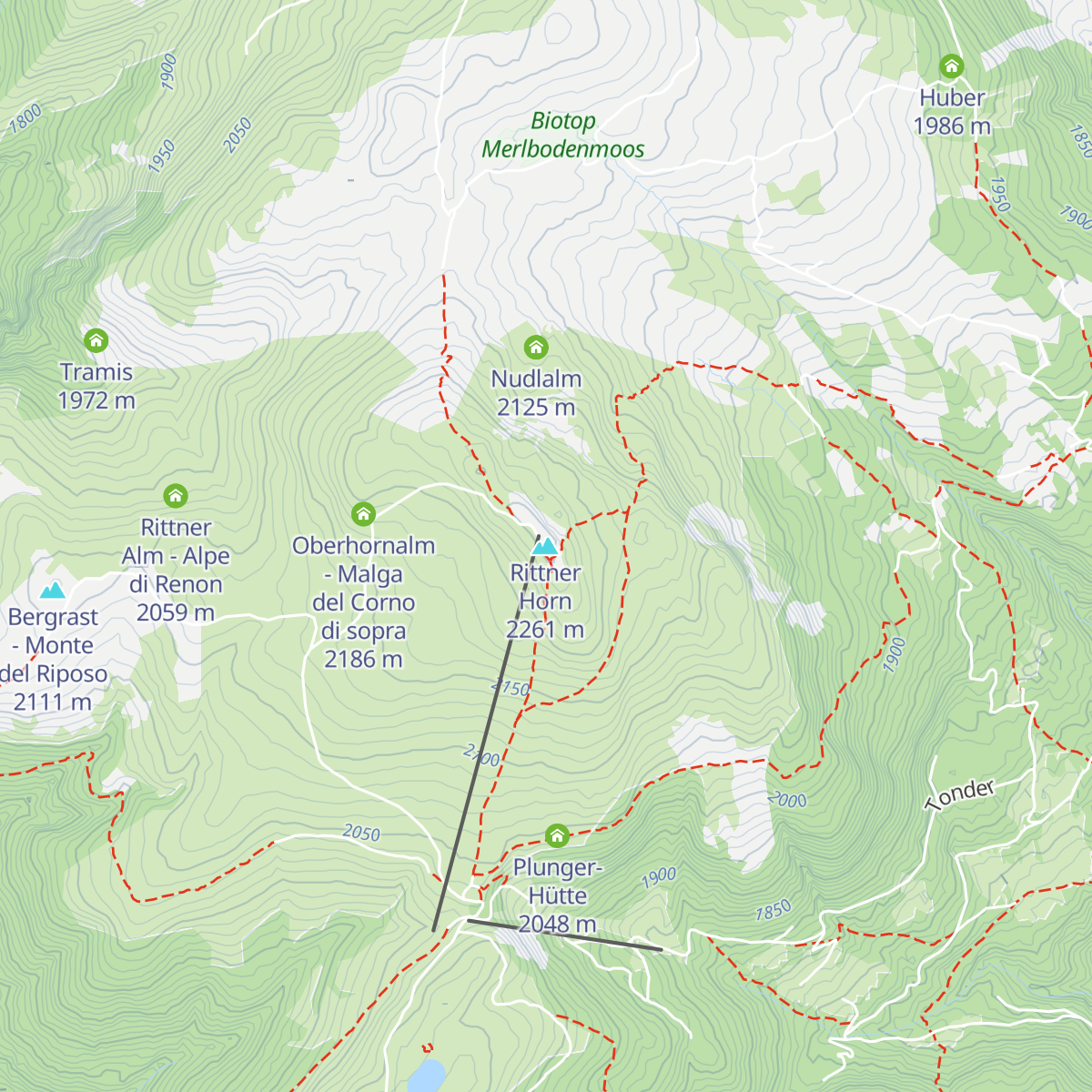 Rittner Horn Haus - Rifugio Corno del Renon map