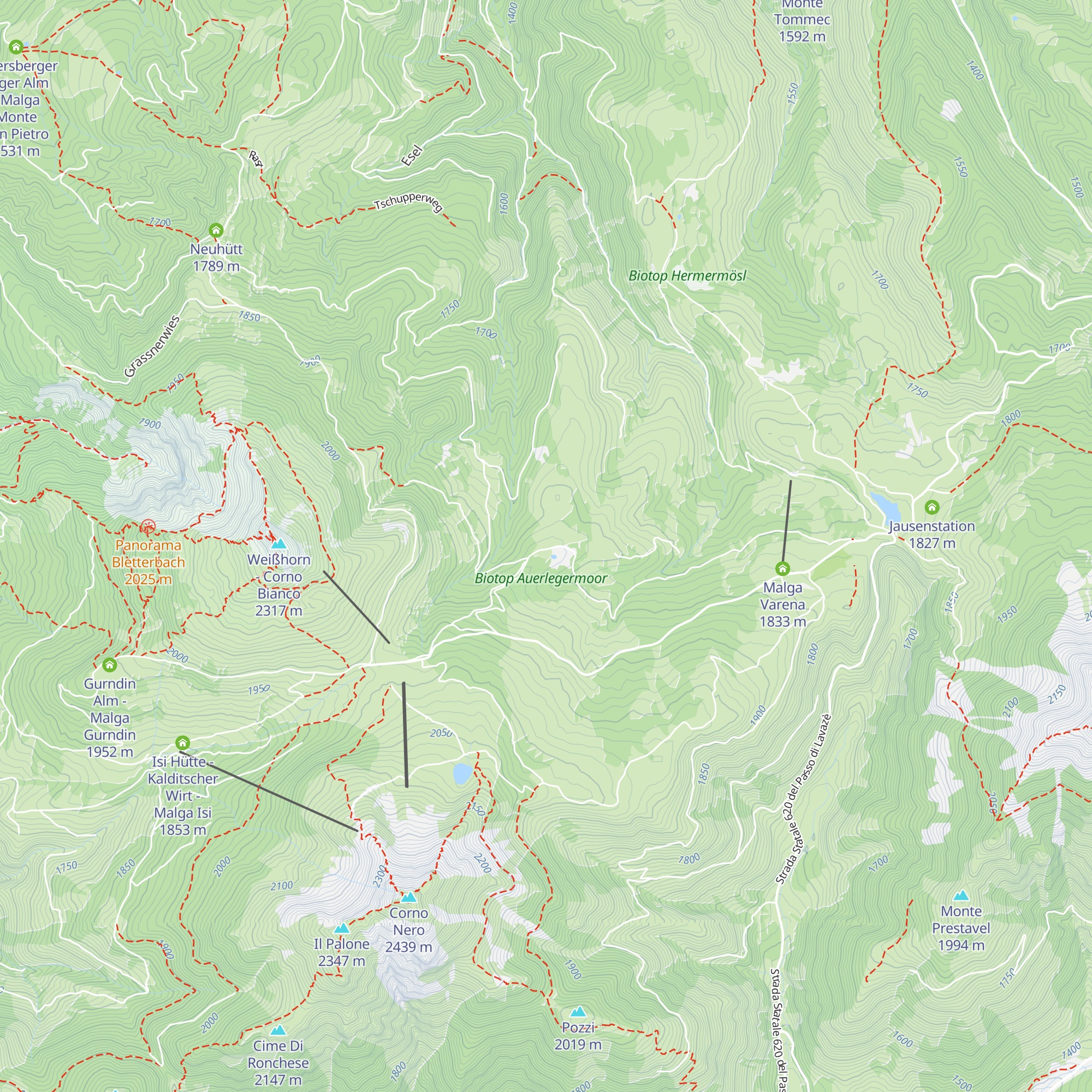 Auerleger Alm - Malga Ora map