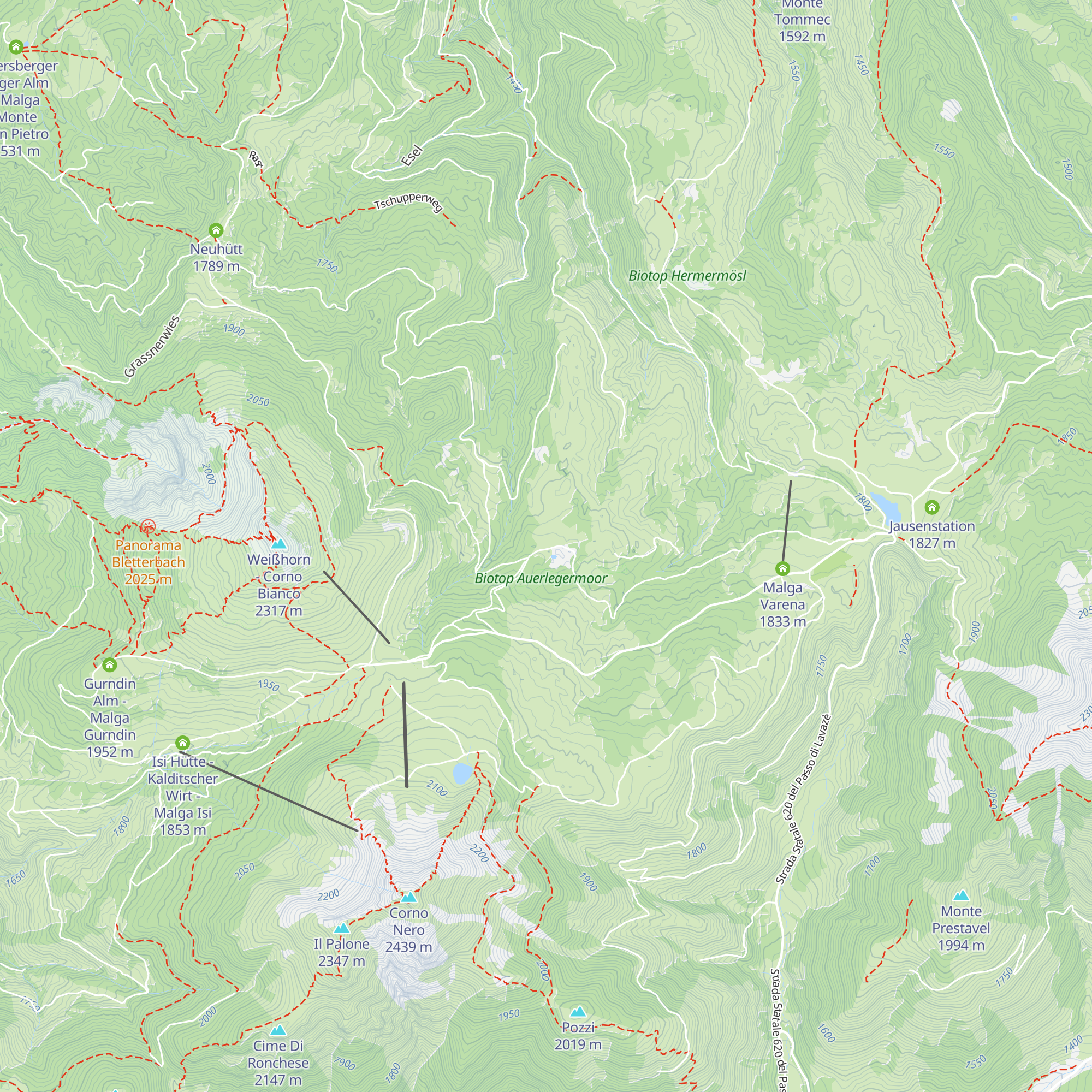 Auerleger Alm - Malga Ora map