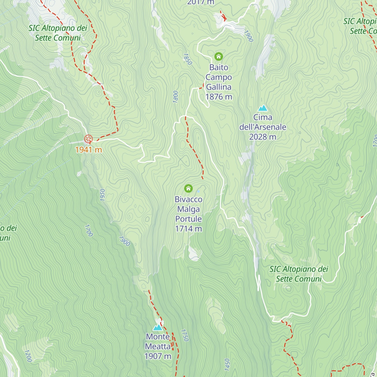 Bivacco Malga Portule map