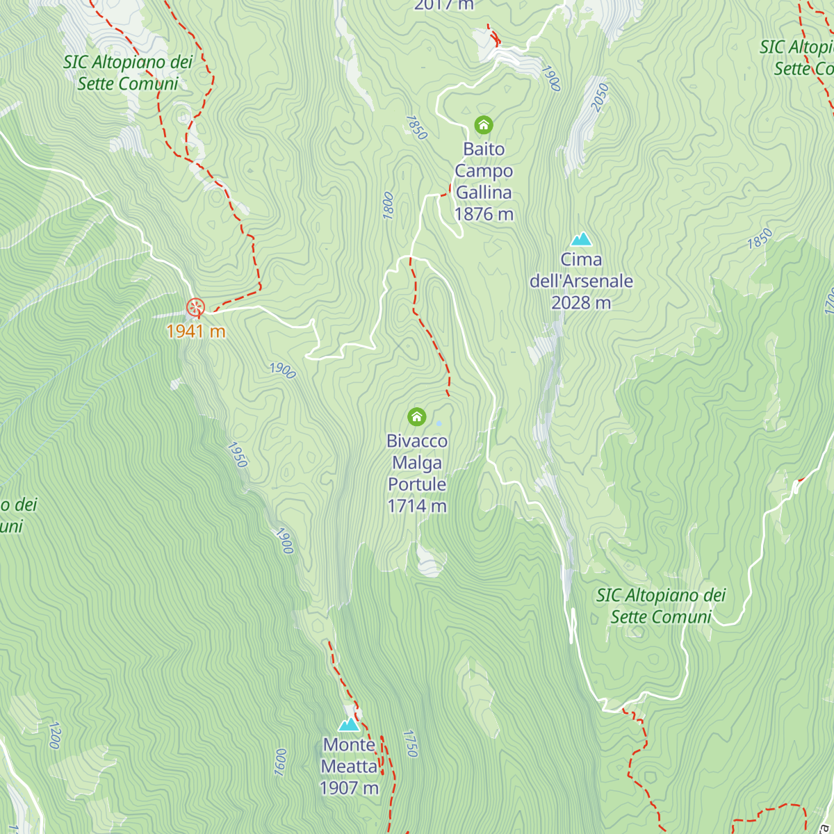 Bivacco Malga Portule map