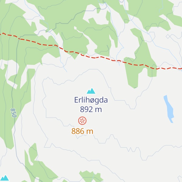 Map of Erlihøgda