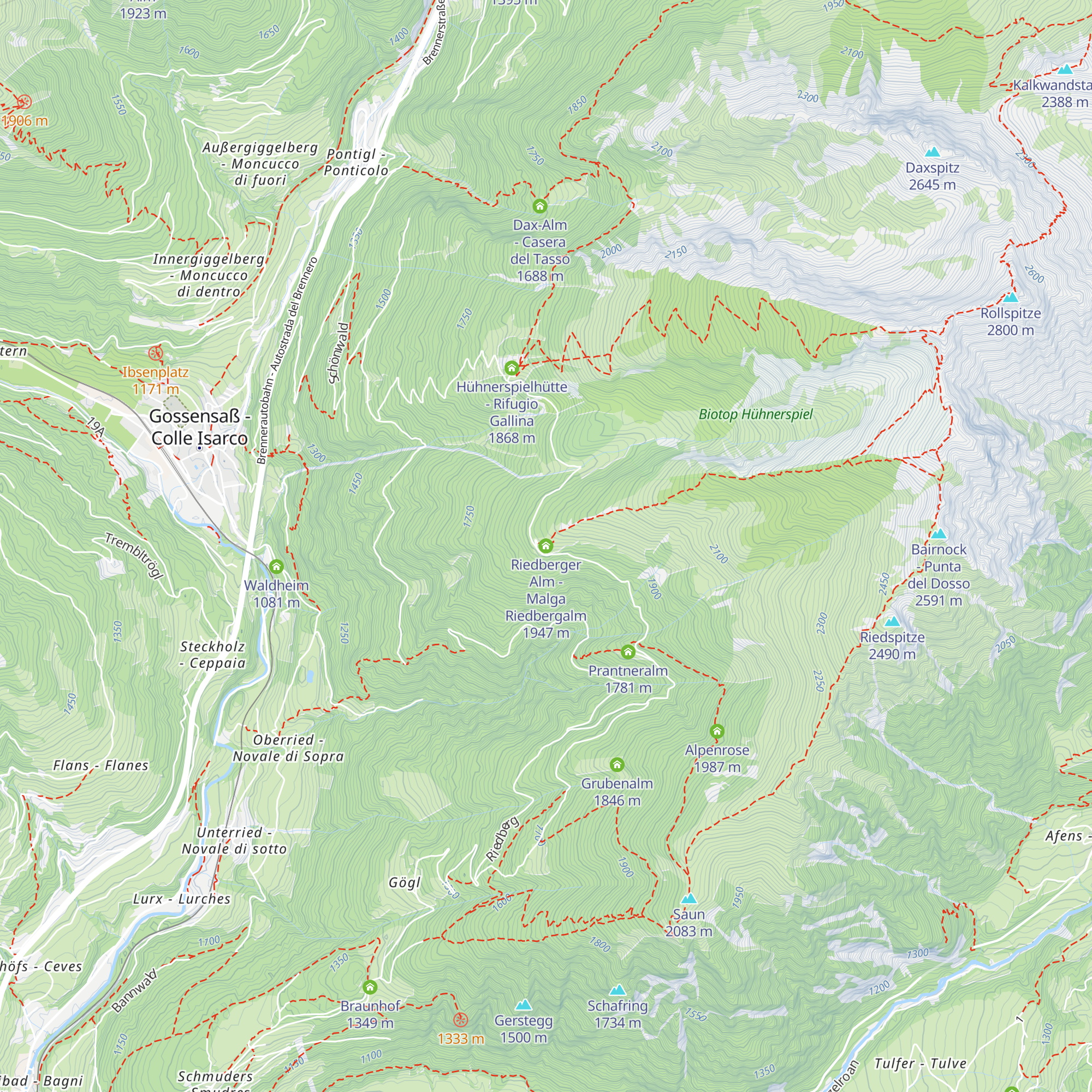 Riedberger Alm - Malga Riedbergalm map