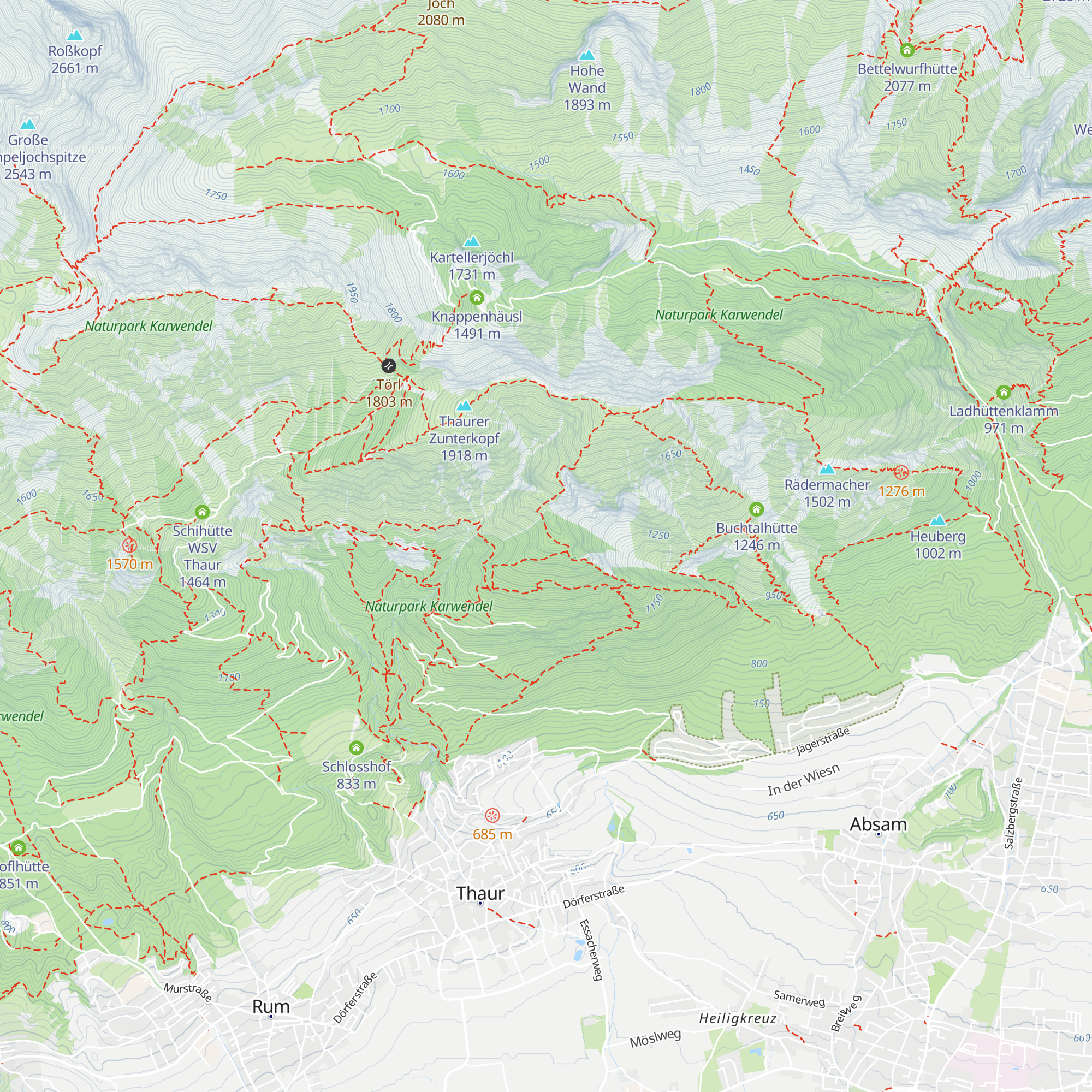 Guggermaur Hütte map