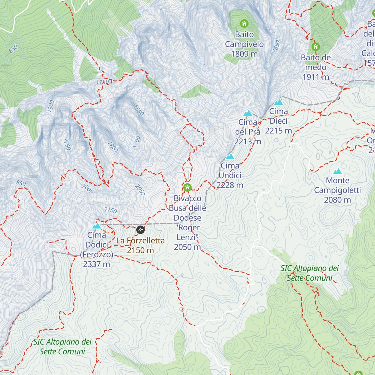Bivacco Busa delle Dodese "Roger Lenzi" map