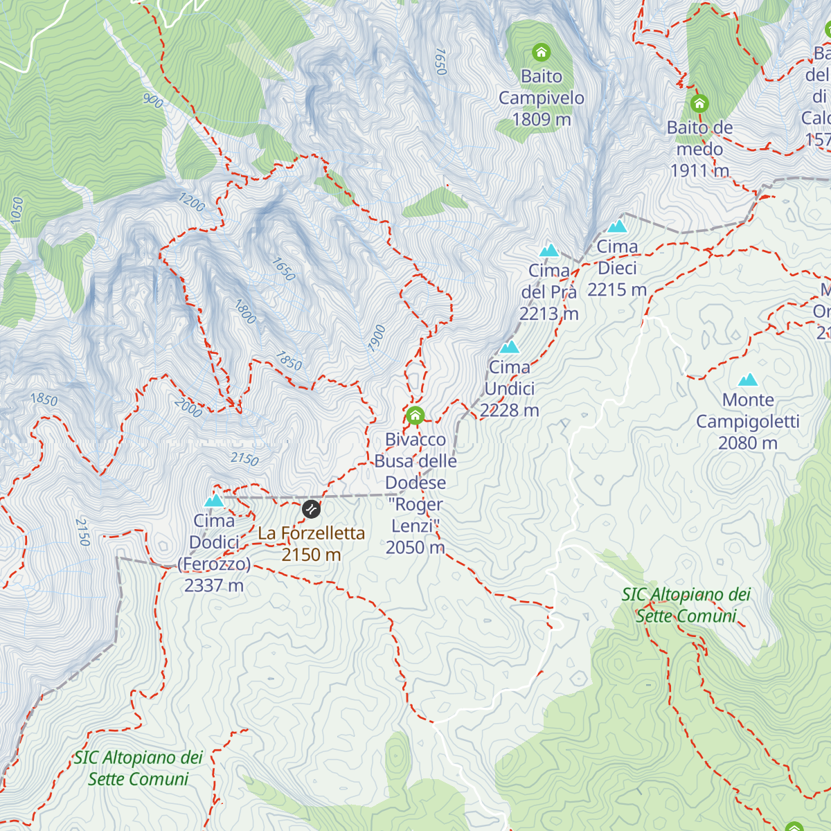 Bivacco Busa delle Dodese "Roger Lenzi" map