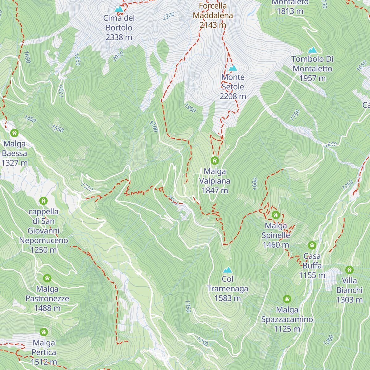 Malga Cere map