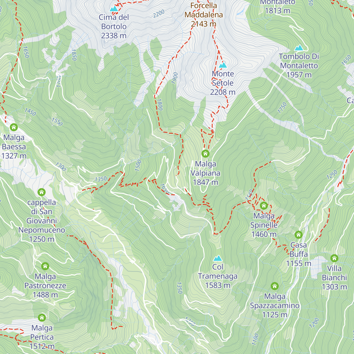 Malga Cere map