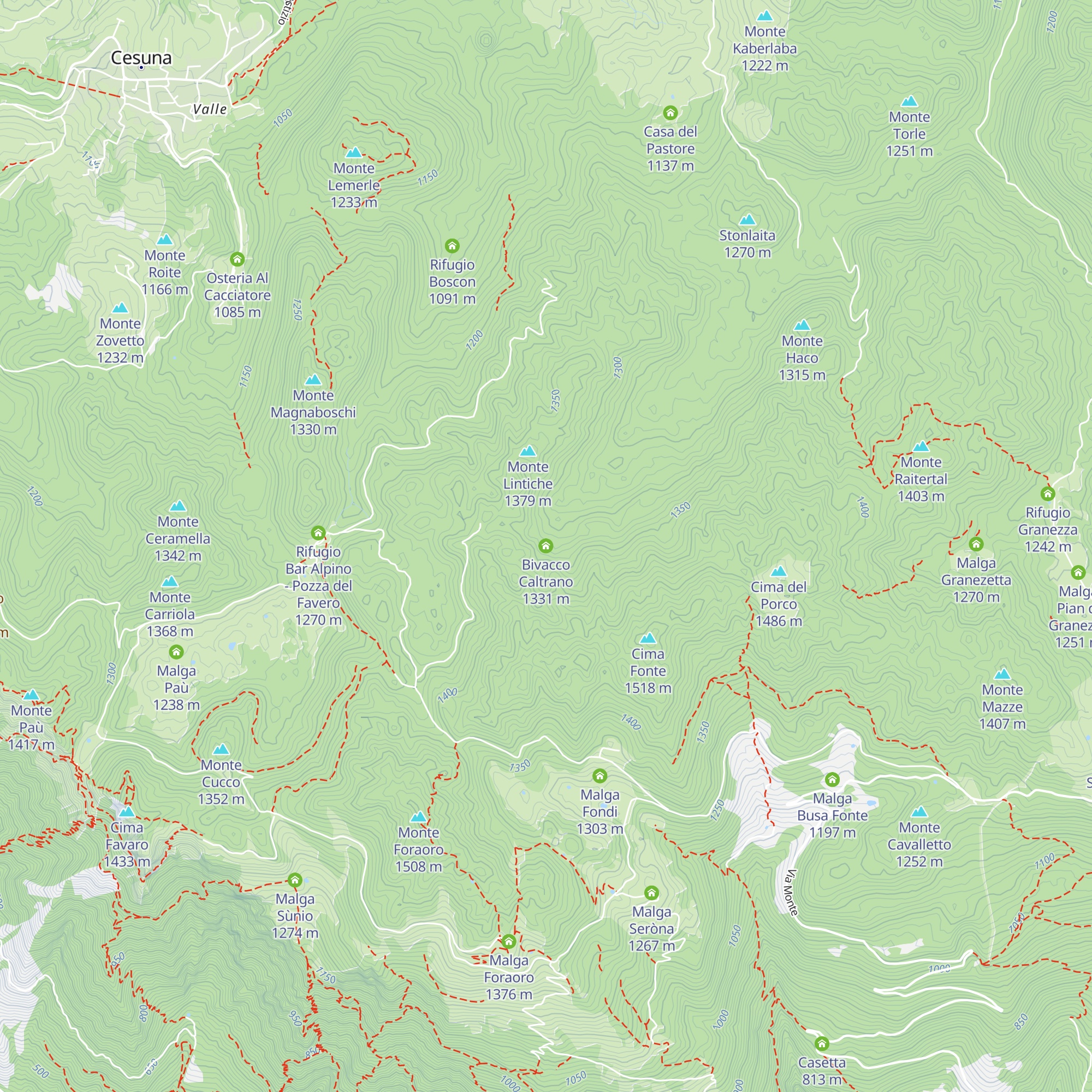 Bivacco Caltrano map