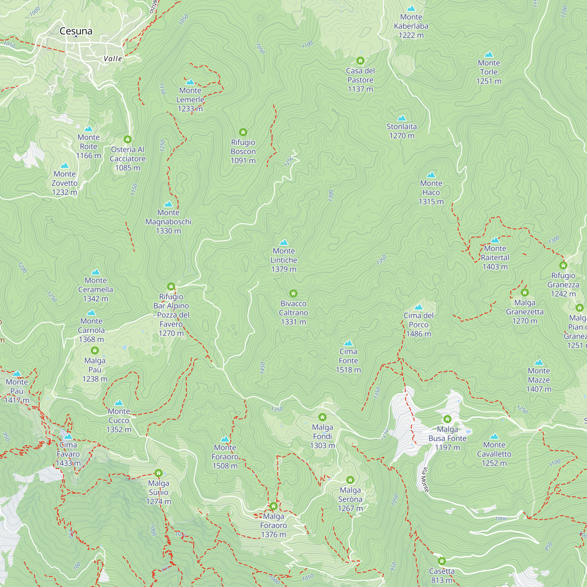 Bivacco Caltrano map