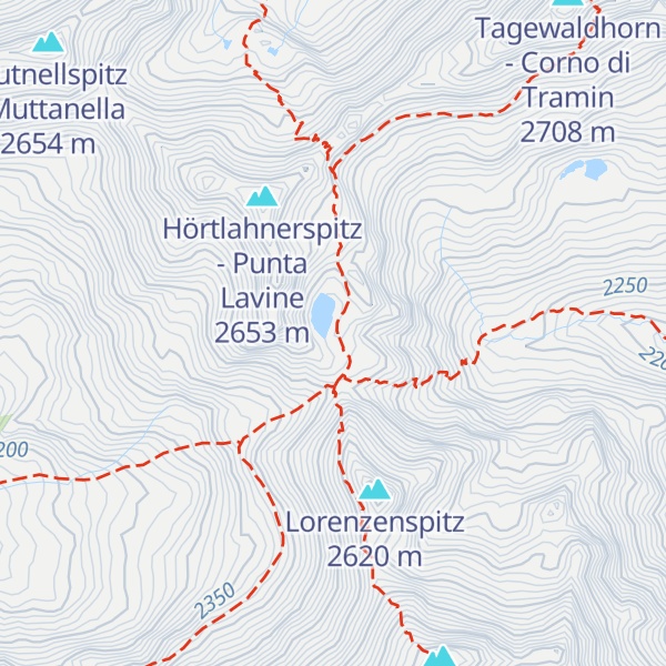 Map of Flaggerschartenhütte - Rifugio Forcella Vallaga