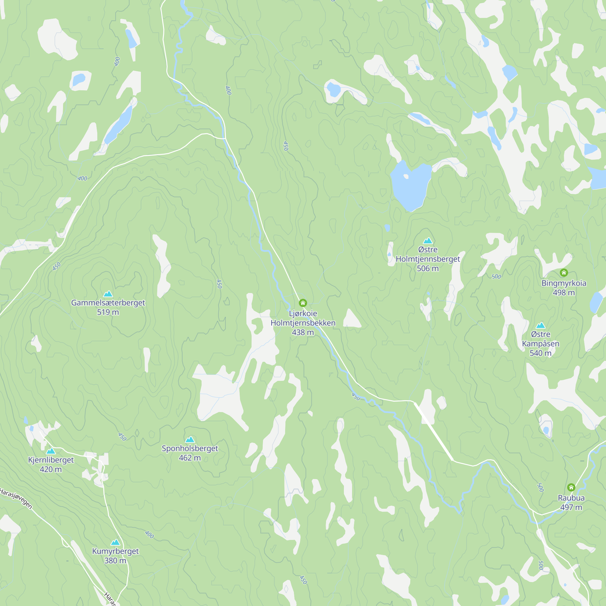 Ljørkoie Holmtjernsbekken map