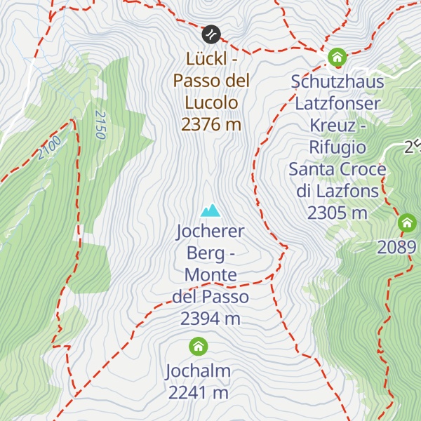 Map of Jocherer Berg - Monte del Passo