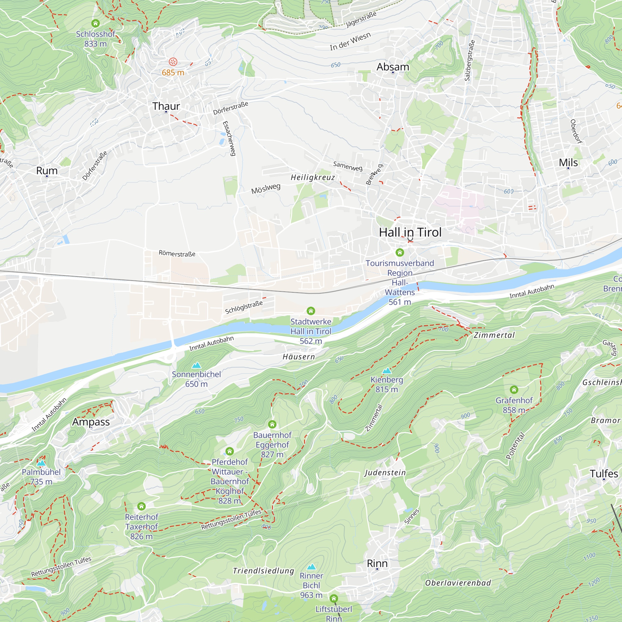 Stadtwerke Hall in Tirol map