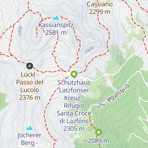 Map of Schutzhaus Latzfonser Kreuz - Rifugio Santa Croce di Lazfons