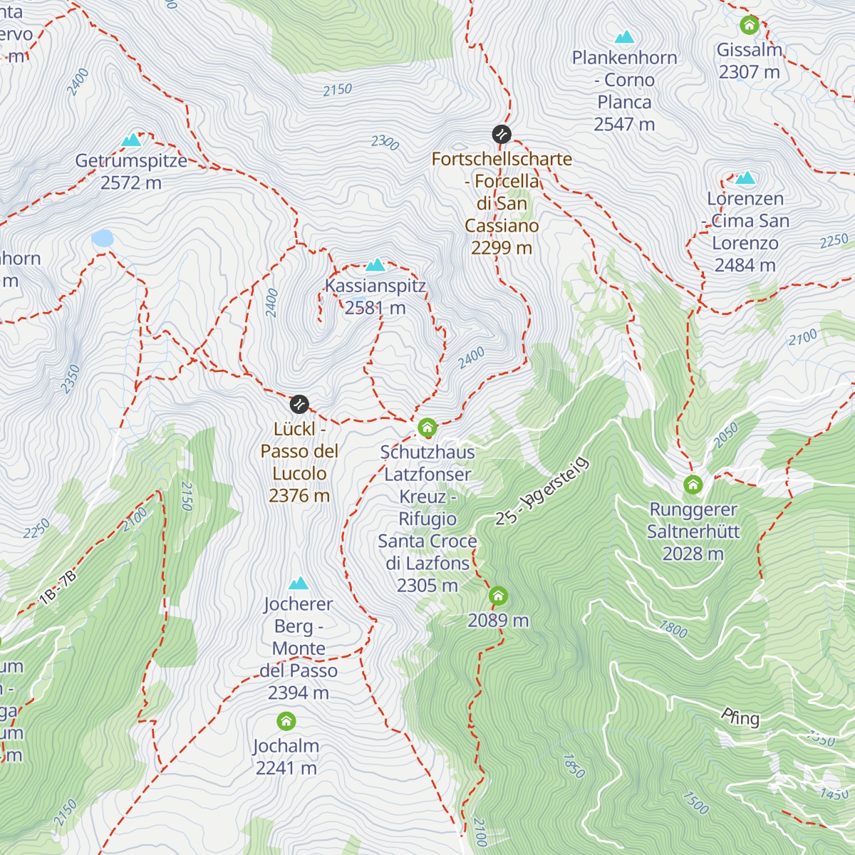 Schutzhaus Latzfonser Kreuz - Rifugio Santa Croce di Lazfons map