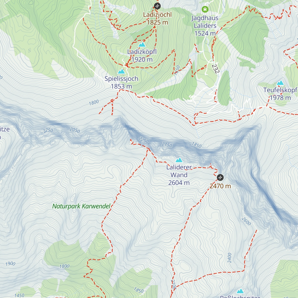 Lalidererspitzen-Biwak map