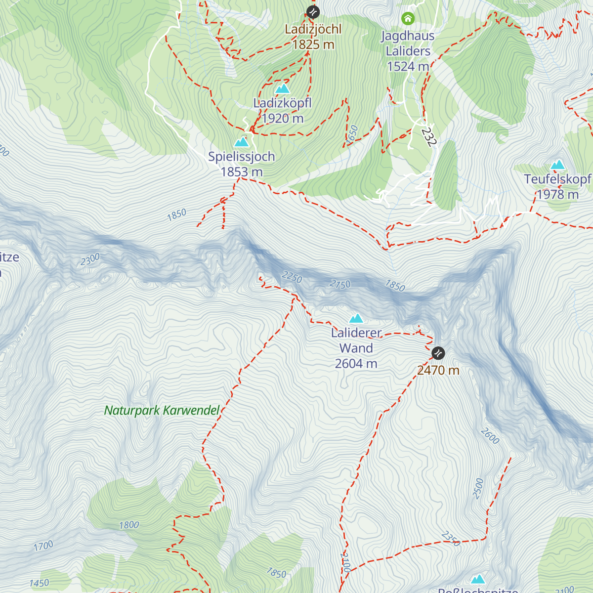 Lalidererspitzen-Biwak map