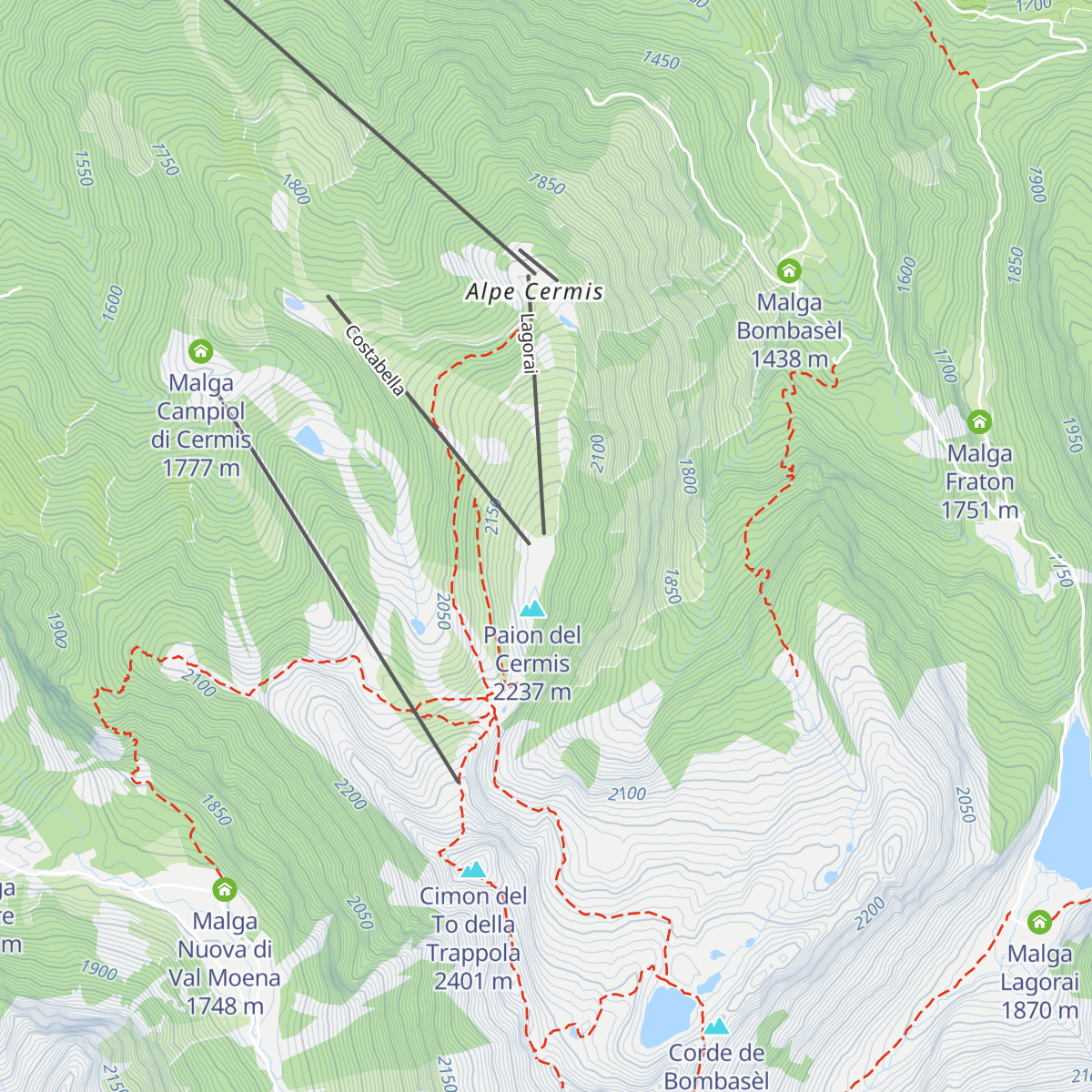 Rifugio Paion del Cermis map