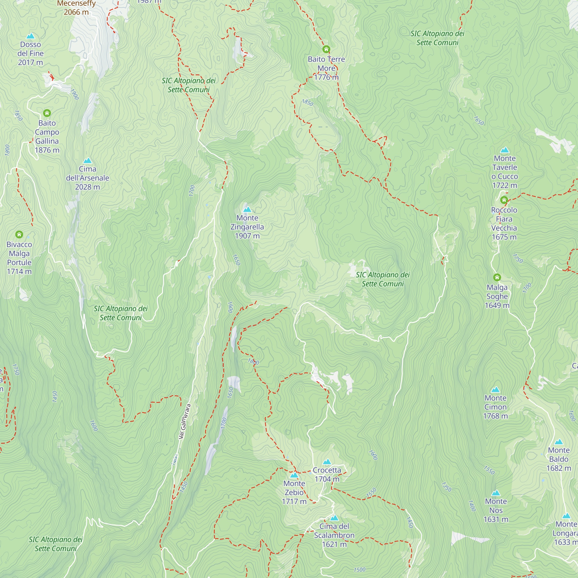 Malga Zingarella map