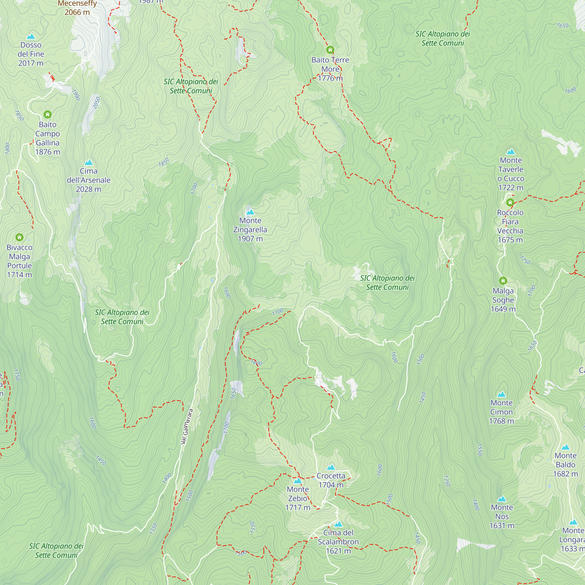 Malga Zingarella map