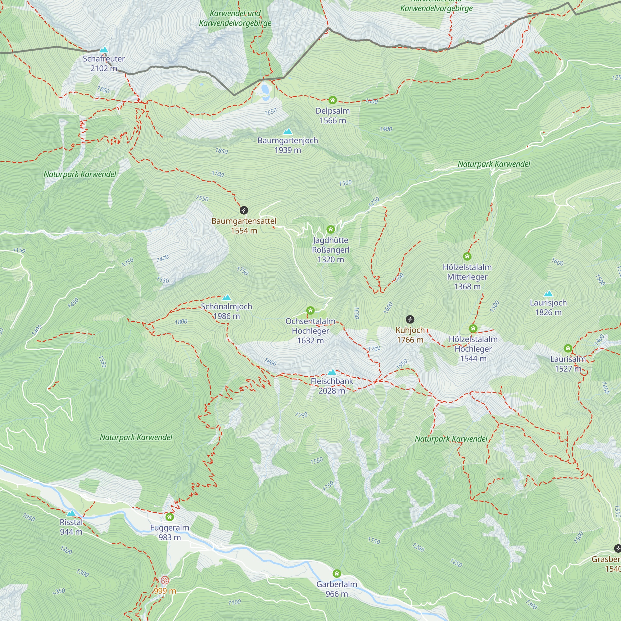 Ochsentalalm Hochleger map