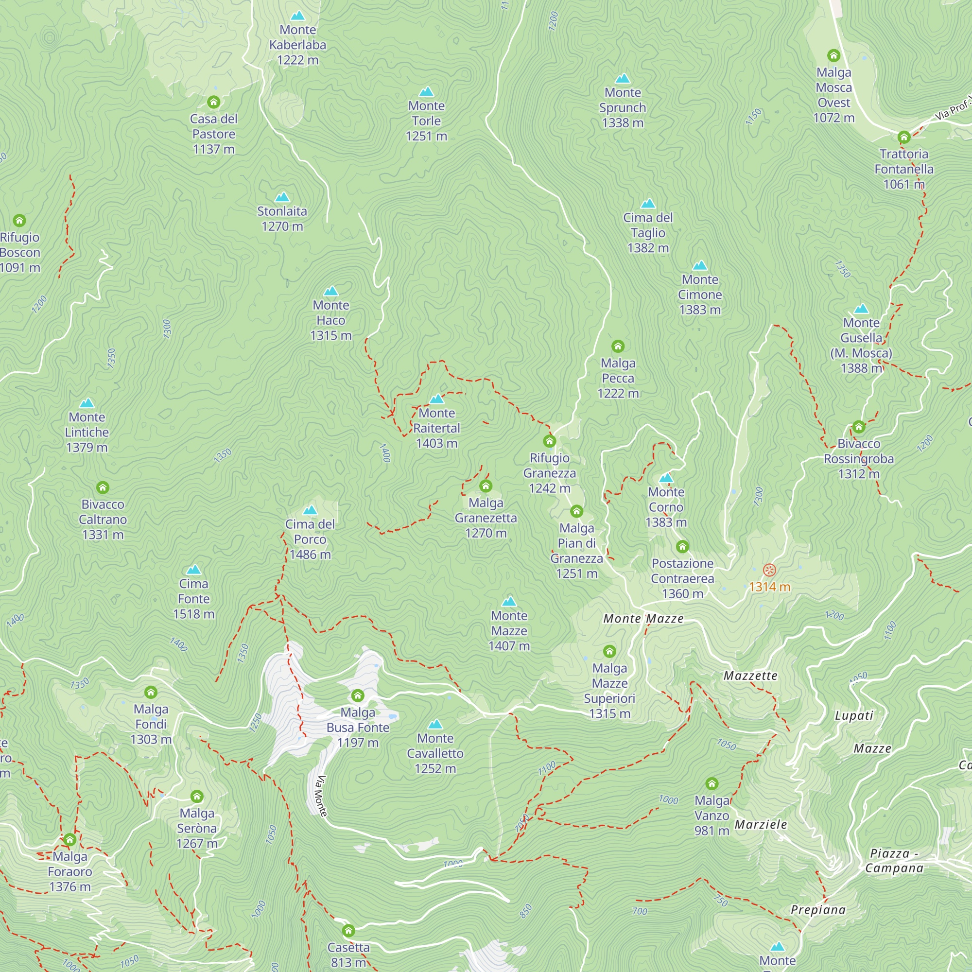 Malga Granezetta map