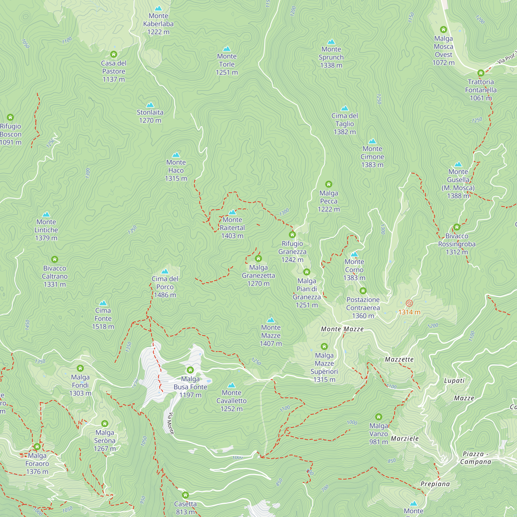 Malga Granezetta map