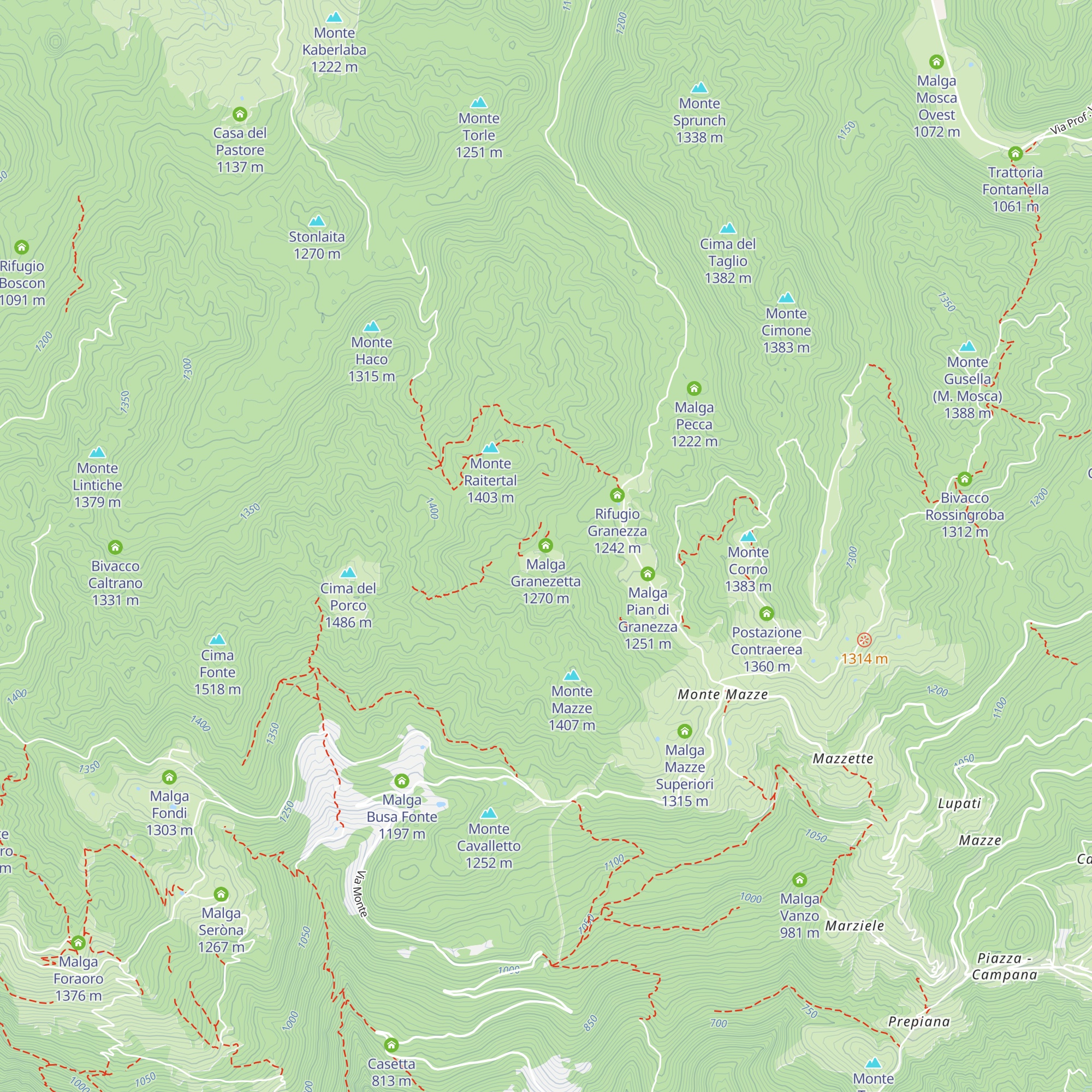 Malga Granezzetta map