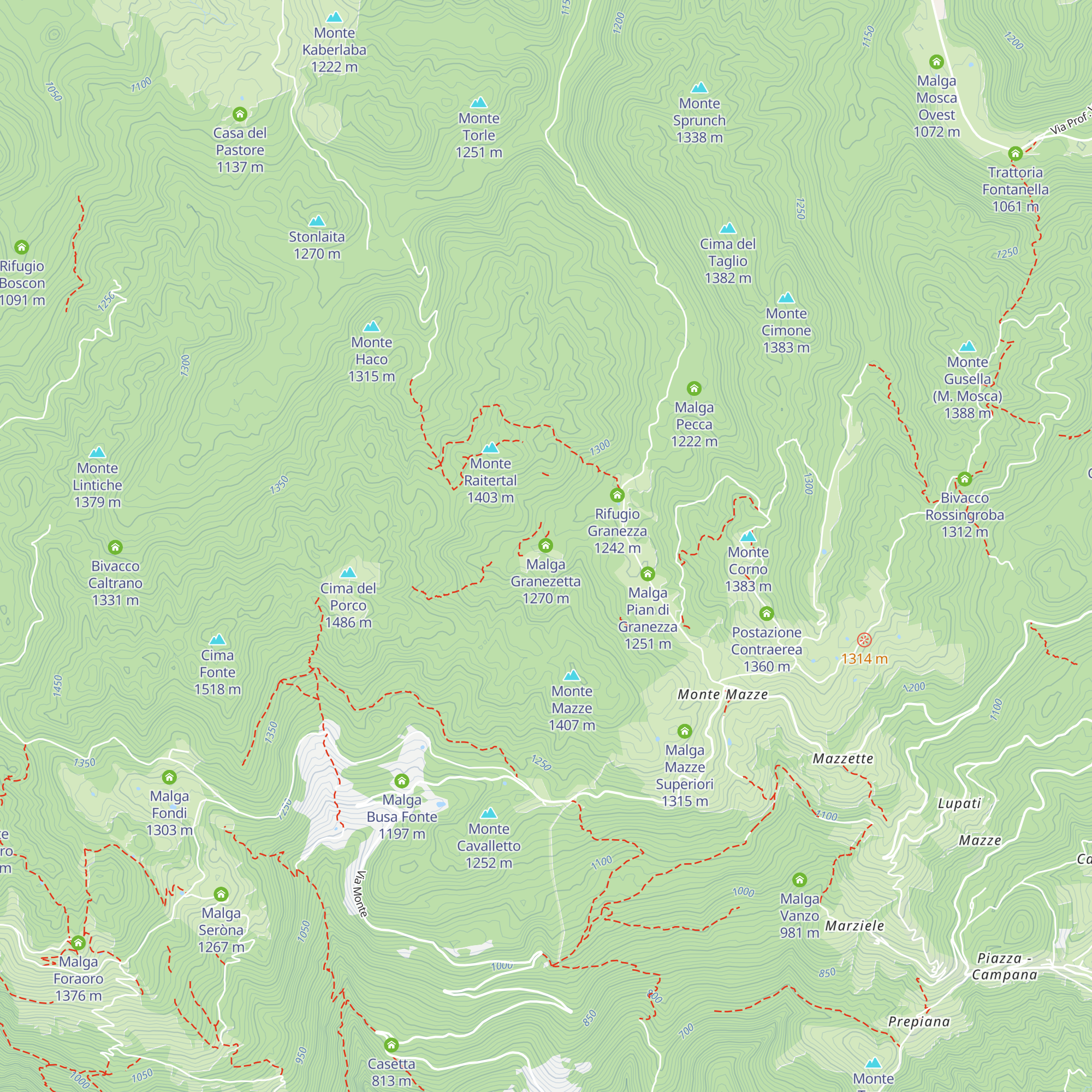 Malga Granezzetta map