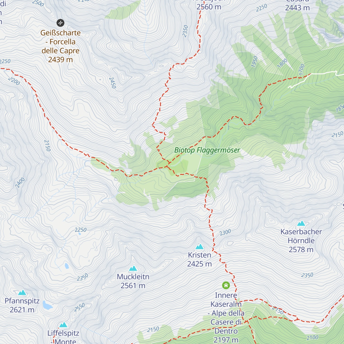 Innere Flaggeralm - Malga Vallaga di dentro map