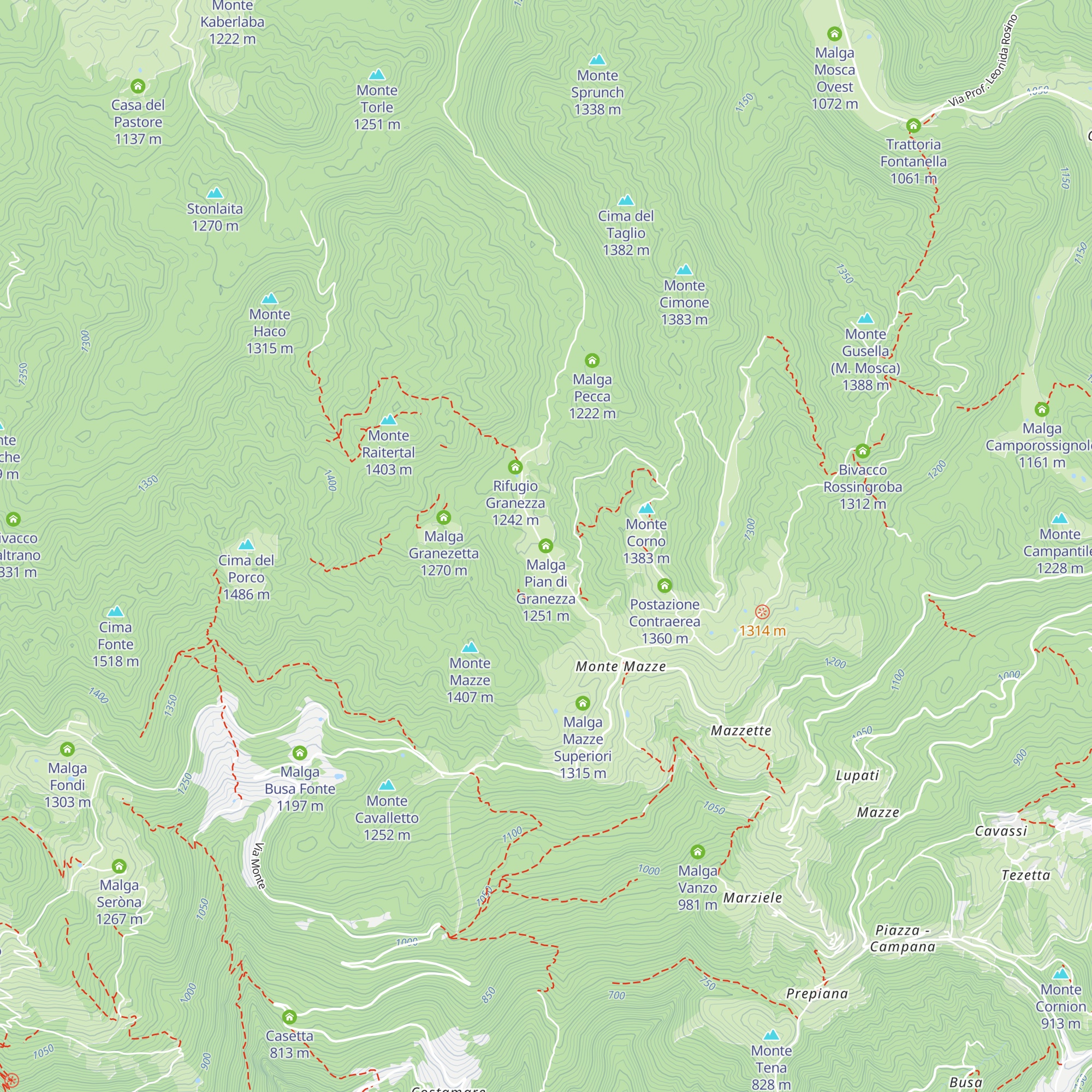 Malga Pian di Granezza map