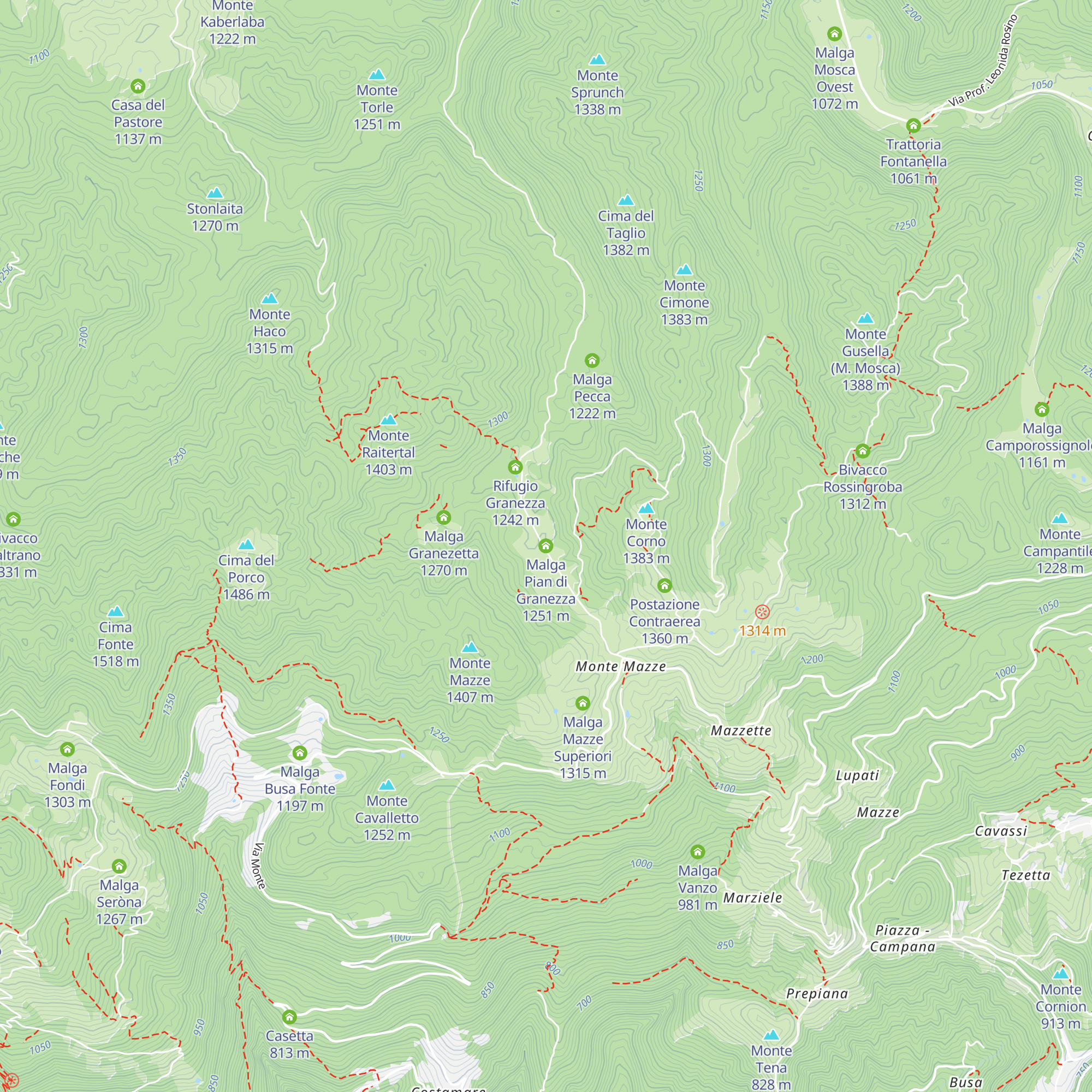 Malga Pian di Granezza map