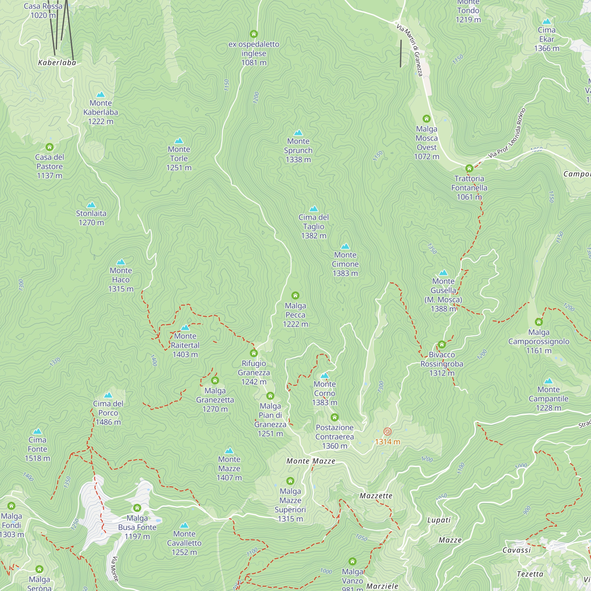 Malga Pecca map