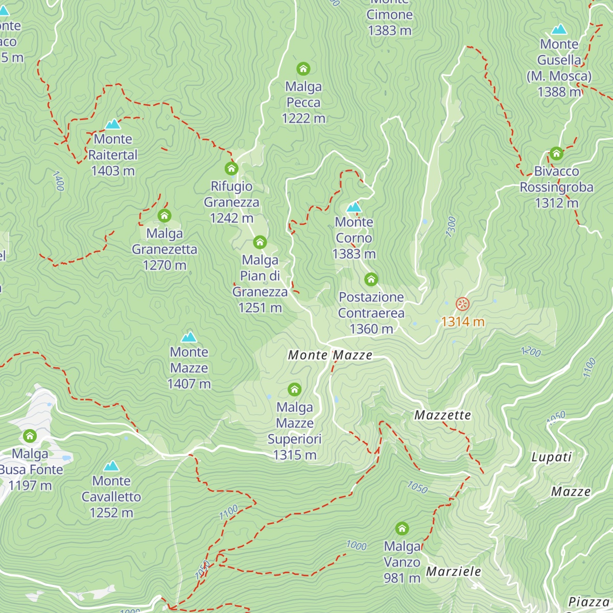 Baita Monte Corno map