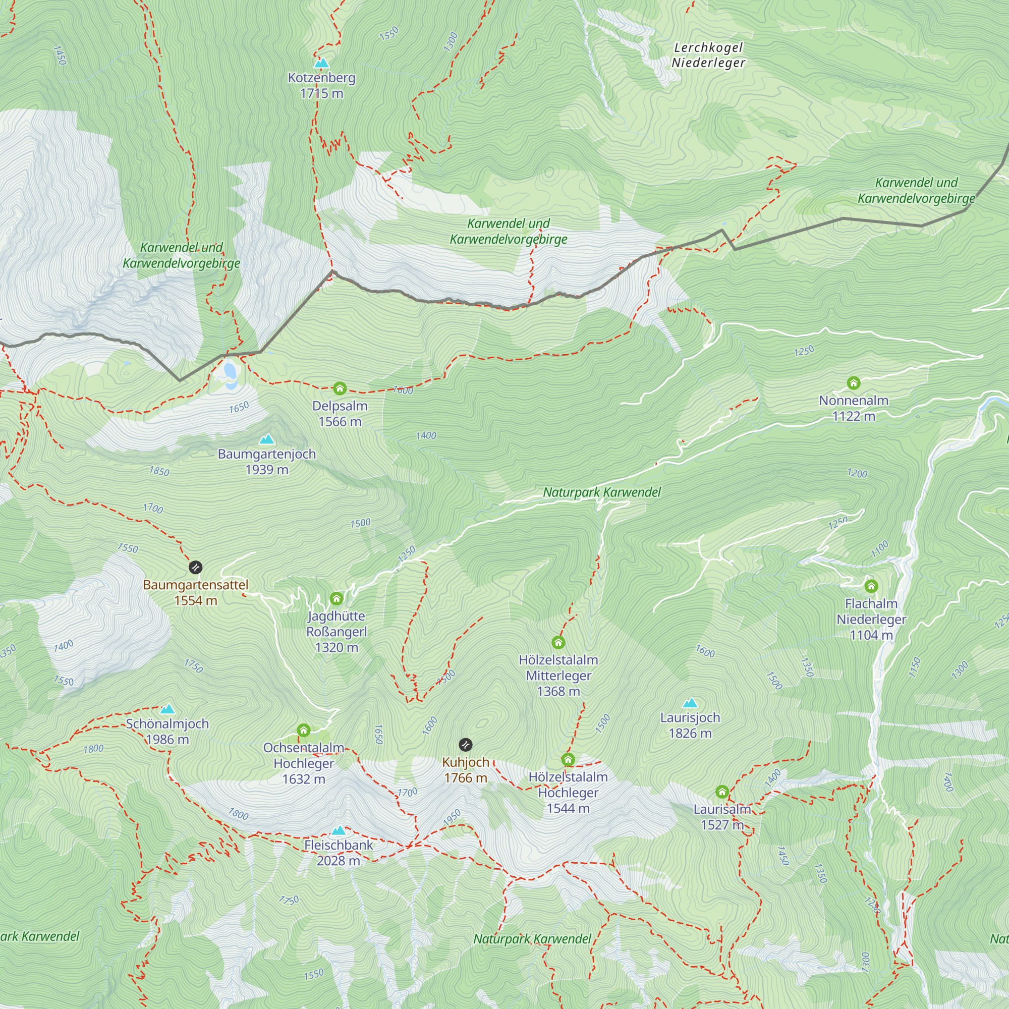 Baumgartenalm Niederleger map