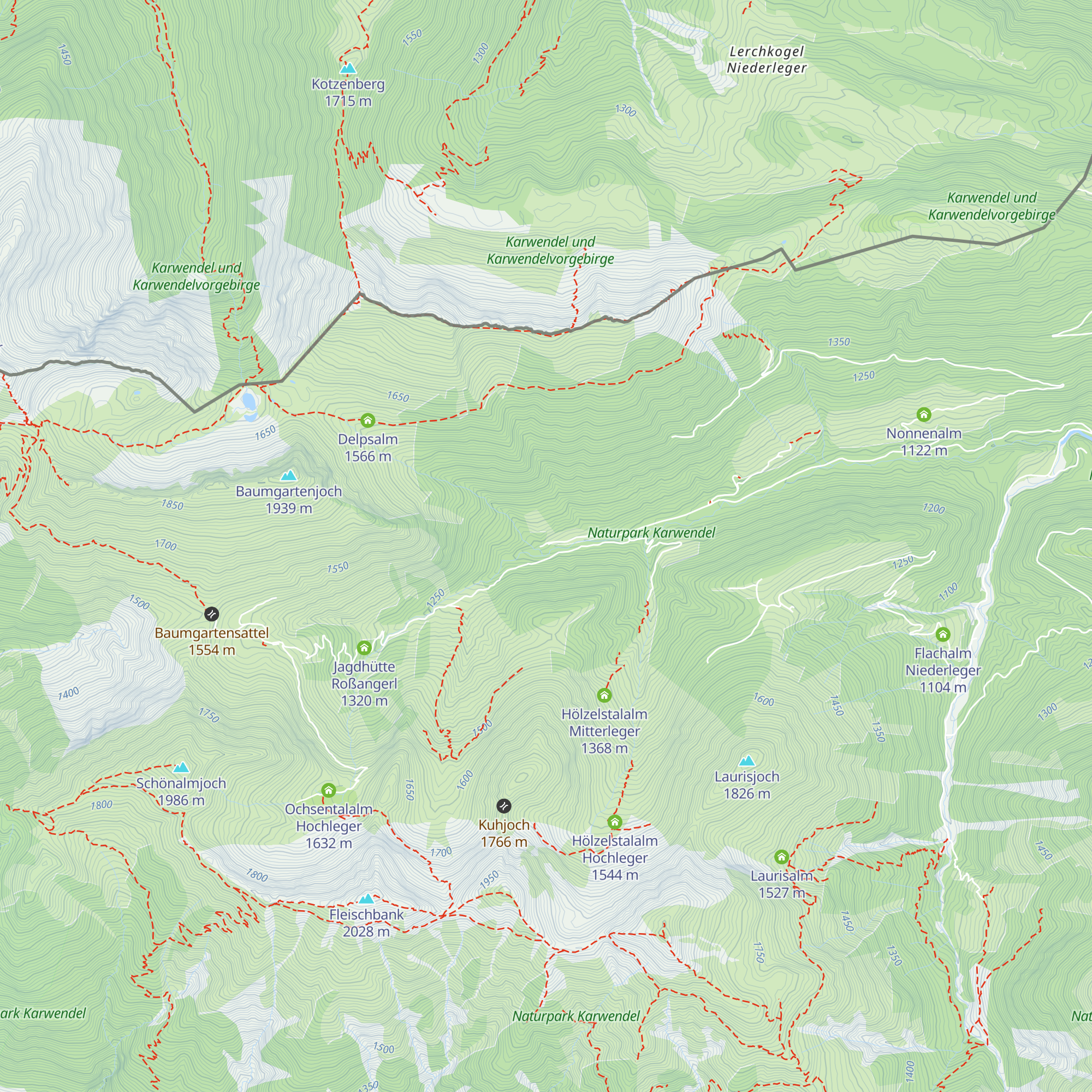 Baumgartenalm Niederleger map